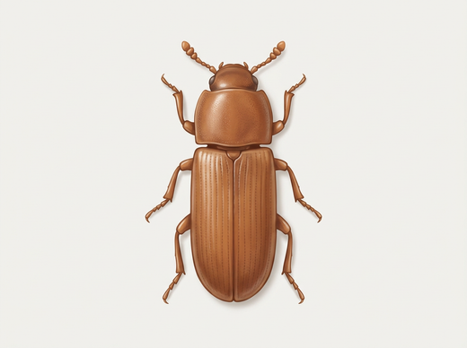 Scarabeo della farina rosso-marrone (Tribolium castaneum) dall'alto