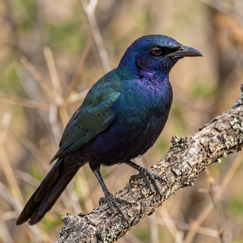 Meves-Glanzstar (Lamprotornis mevesii), illustrazione IA