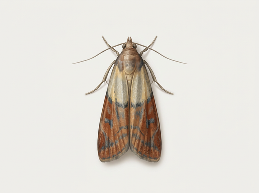 Tarma della frutta secca (Plodia interpunctella) dall'alto