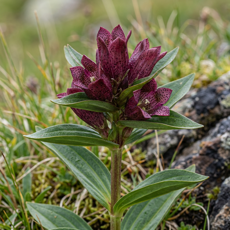 Genziana pannonica (Gentiana pannonica), illustrazione IA