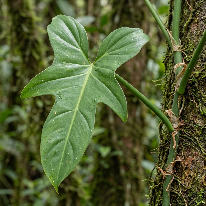 Filodendro a testa di cavallo (Philodendron bipennifolium), illustrazione IA
