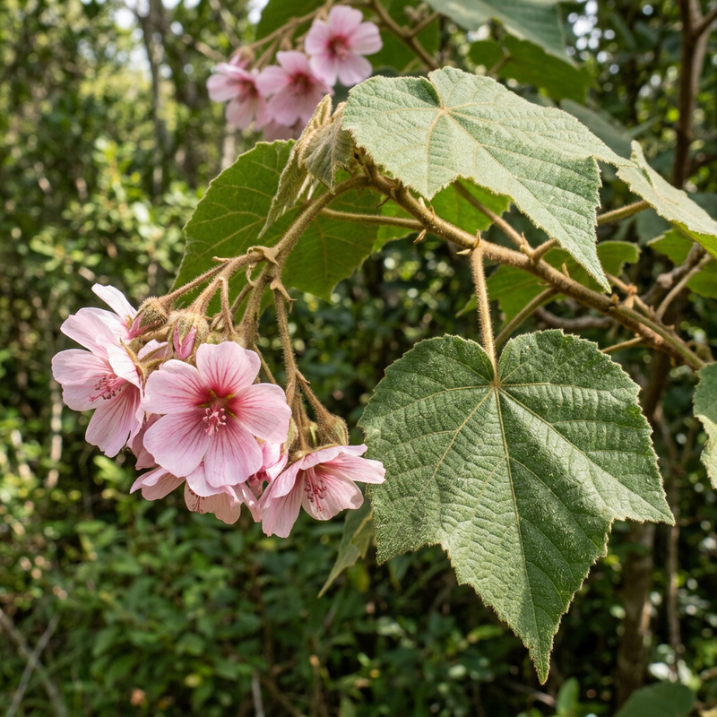 Pinker Wildbirnenbaum (Dombeya burgessiae), illustrazione IA
