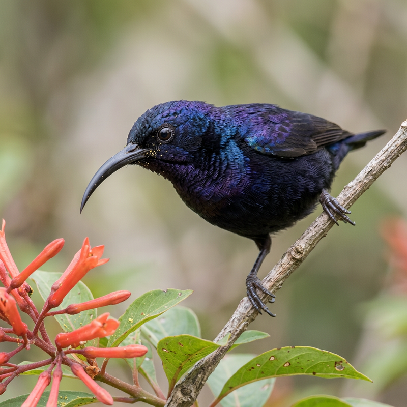 Purpurnektarvogel (Cinnyris asiaticus), illustrazione IA