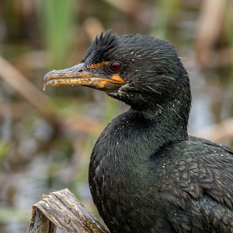 Cormorano di canna (Microcarbo africanus), illustrazione IA
