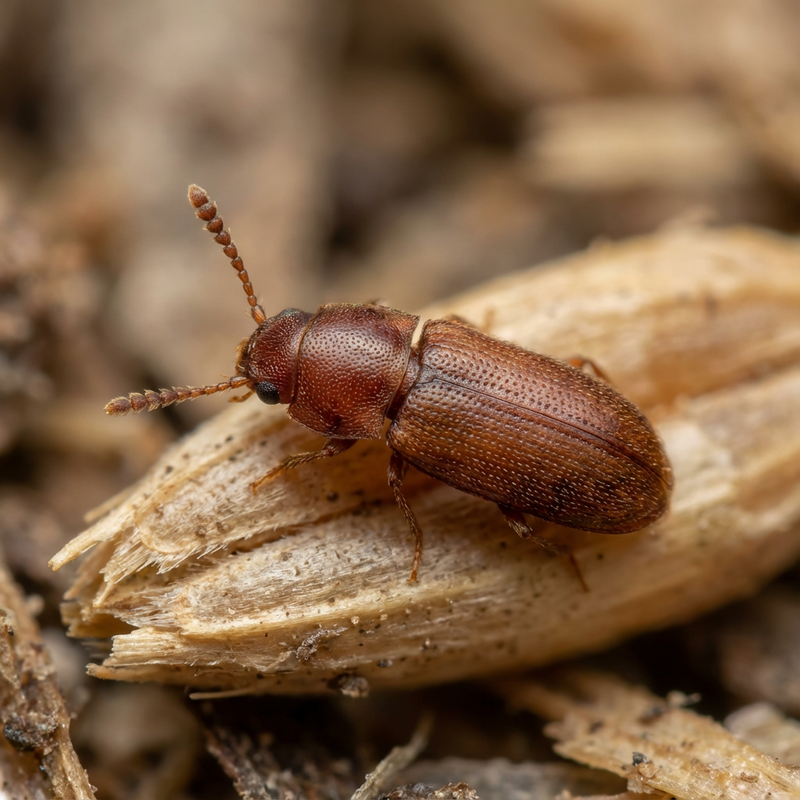 Scarabeo piatto a testa piatta rosso-marrone
