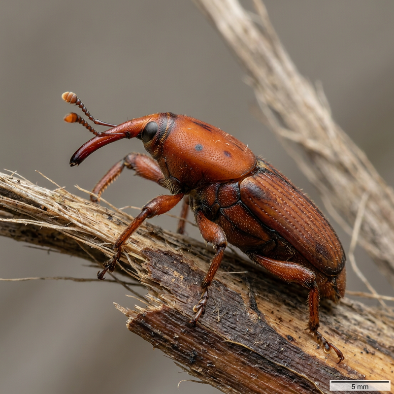 Punteruolo rosso delle palme (Rhynchophorus ferrugineus), illustrazione IA