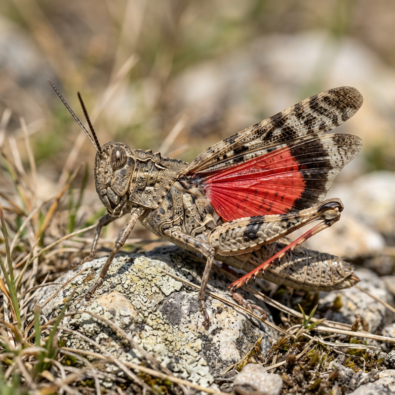 Insetto delle terre desolate dalle ali rosse