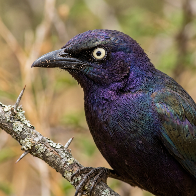 Rüppell-Glanzstar (Lamprotornis purpuroptera), illustrazione IA