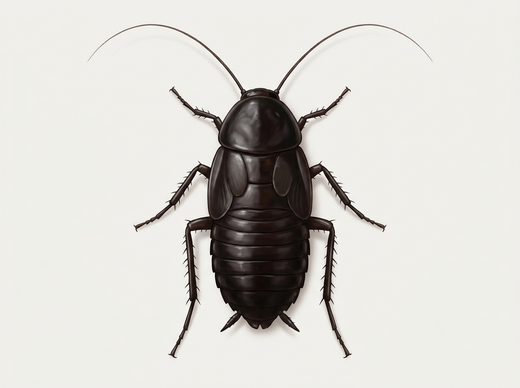 Scarafaggio orientale (Blatta orientalis), femmina con ali tozze, dall'alto