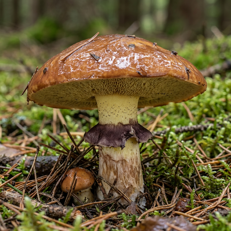 Porcini grassi (Suillus), illustrazione IA