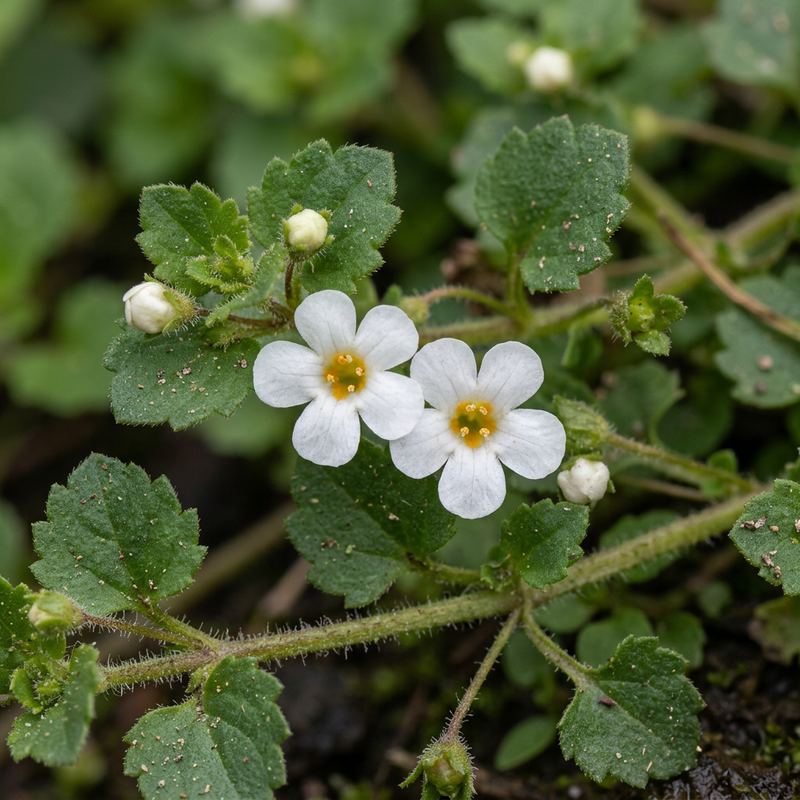 Fiocco di neve (Bacopa) (Chaenostoma cordatum), illustrazione IA