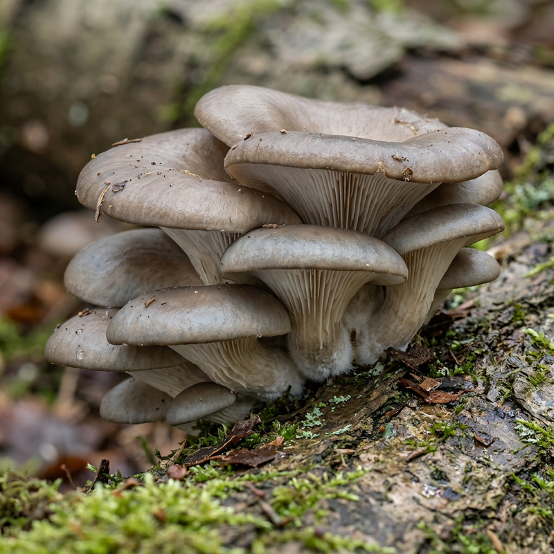 Seitlinge (Pleurotus), illustrazione IA