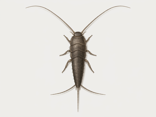 Pesciolino grigio (Ctenolepisma longicaudata) visto dall’alto