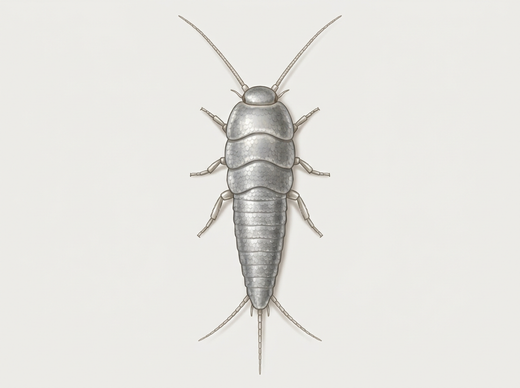 Pesciolino d’argento (Lepisma saccharinum) visto dall’alto