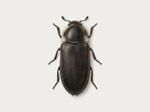 Dermeste maculato (Dermestes maculatus) visto dall’alto