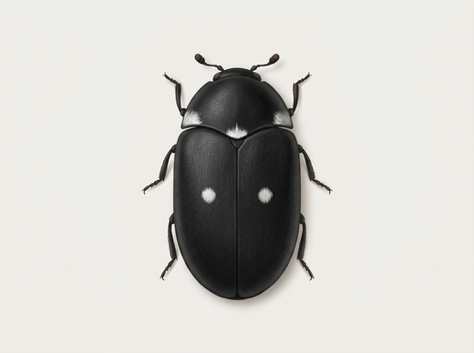 Attageno delle pellicce (Attagenus pellio) visto dall’alto