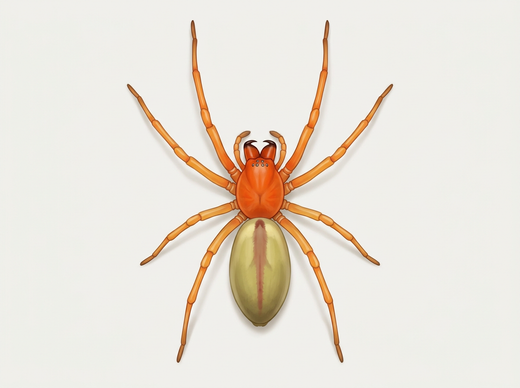 Dito spinoso dell'infermiera (Cheiracanthium punctorium) dall'alto