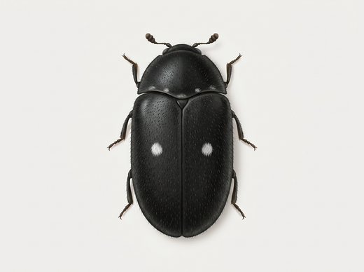 Scarabeo di pelliccia maculato (Attagenus pellio), scarabeo dall'alto