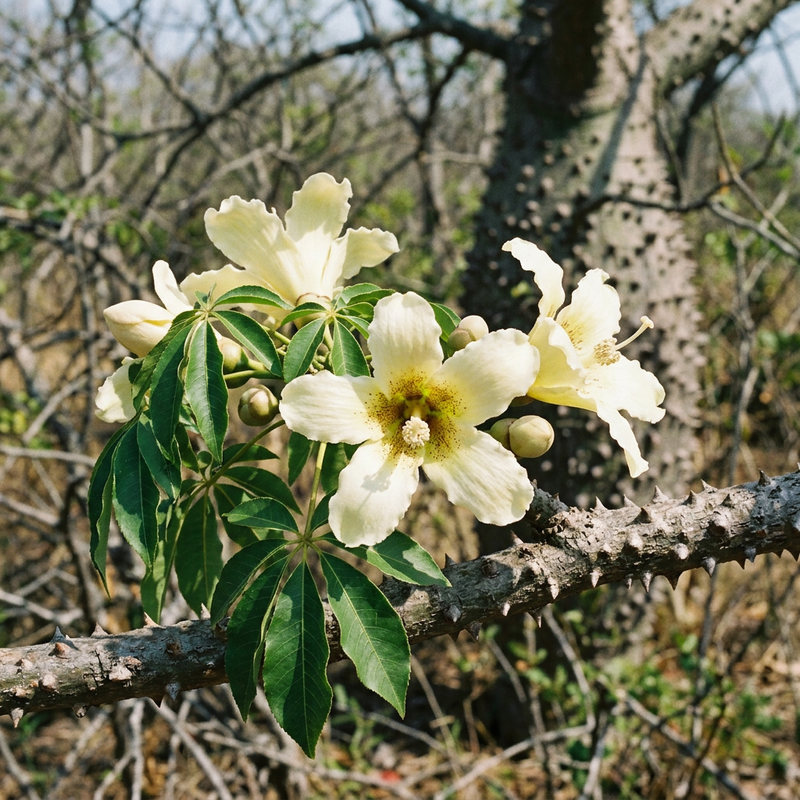 Weißer Seidenwollbaum (Ceiba chodatii), illustrazione IA