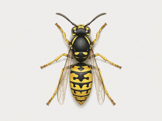 Vespa comune (Vespula vulgaris) dall'alto