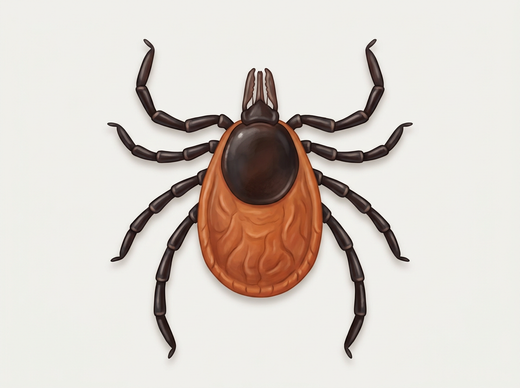 Woodbuck comune (Ixodes ricinus), femmina dall'alto