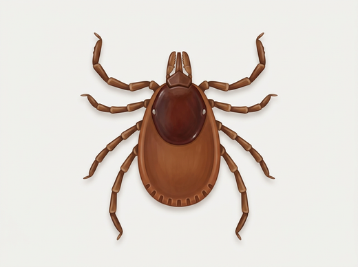 Zecca marrone del cane (Rhipicephalus sanguineus) dall'alto