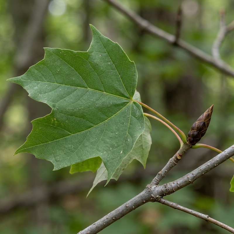 Acero da zucchero (Acer saccharum), illustrazione IA
