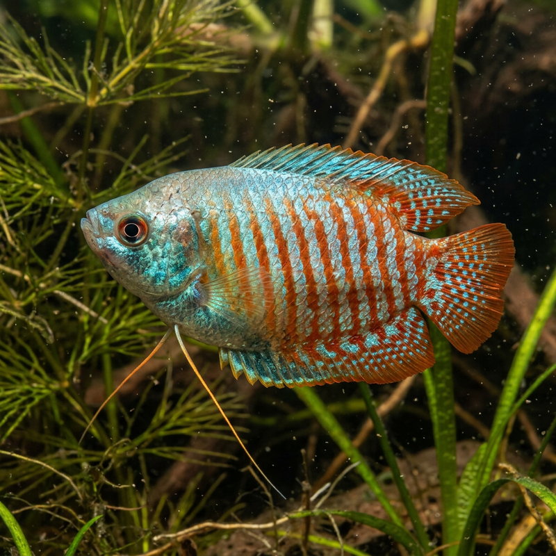 Gourami nano (Trichogaster lalius), illustrazione IA