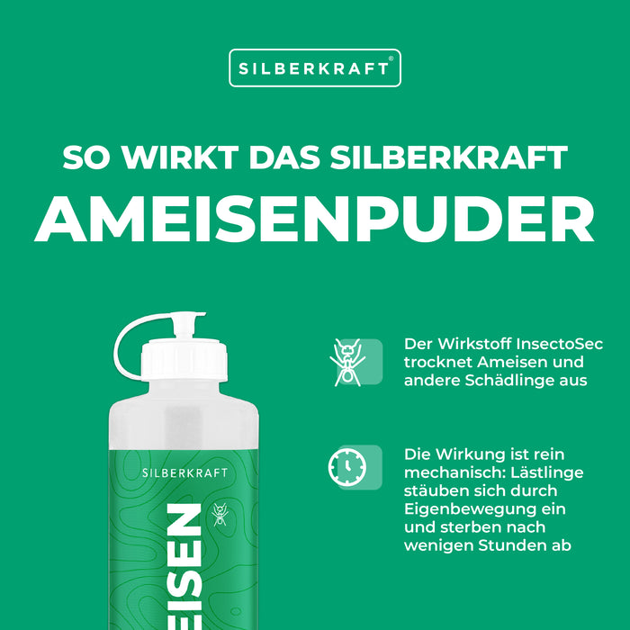 Polvere anti-formiche – Uccidi formiche per uso interno ed esterno – 100% terra di diatomee – Alternativa all’esca per formiche e allo spray per formiche