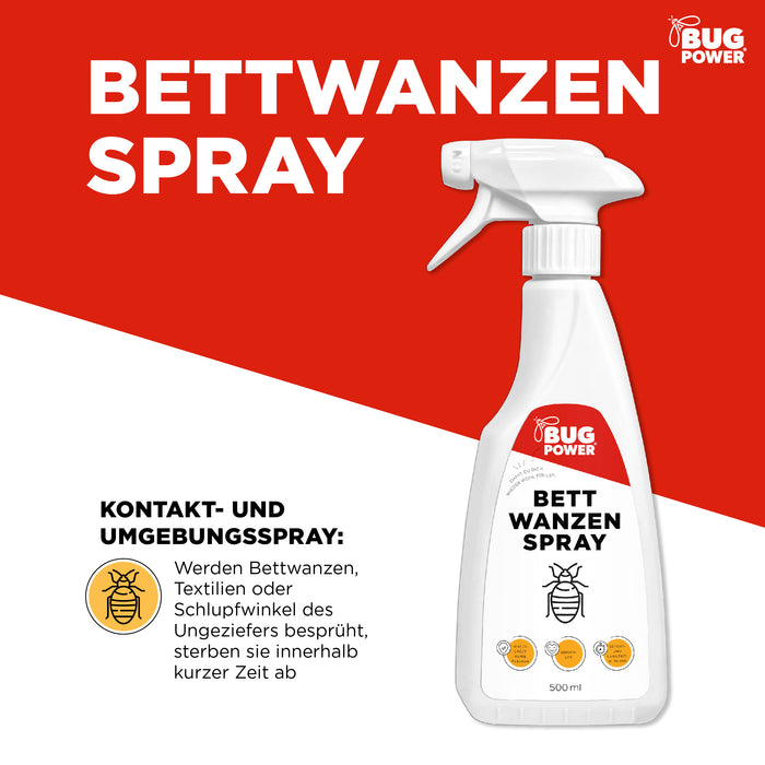 Spray per cimici dei letti BugPower - efficace contro le cimici dei letti e le loro larve
