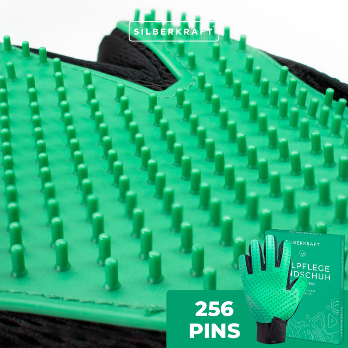 guanto da toelettatura per cane, gatto, cavallo; Conigli e altri animali domestici - cura delicata grazie a 256 protuberanze - effetto massaggio - taglia unica - a pelo lungo o corto