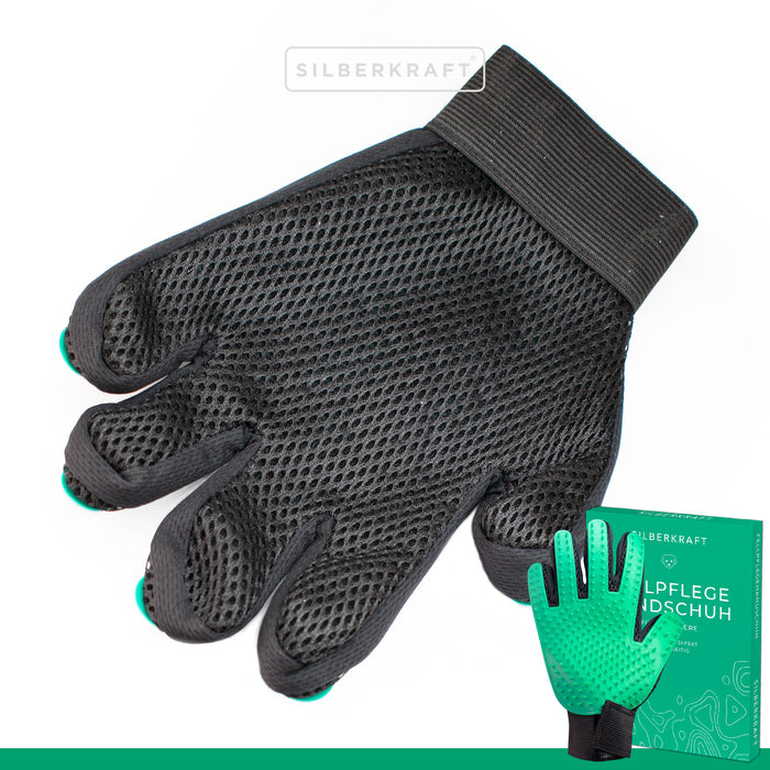 guanto da toelettatura per cane, gatto, cavallo; Conigli e altri animali domestici - cura delicata grazie a 256 protuberanze - effetto massaggio - taglia unica - a pelo lungo o corto