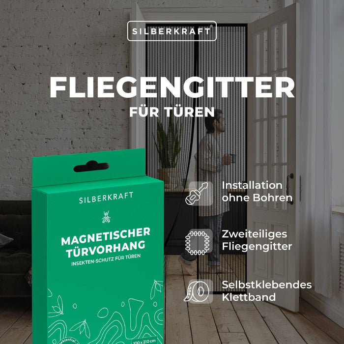 Zanzariera per porte - 100 x 210 cm - senza foratura