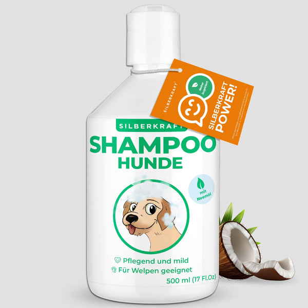 Shampoo per cani all'olio di neem cani e cuccioli - prodotto per la cura shampoo delicato contro prurito e cattivi odori, shampoo per cani per un pelo ben curato - Silberkraft