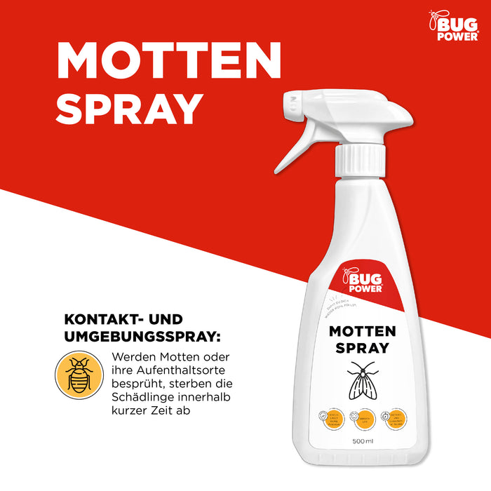 Spray antitarme BugPower contro tarme dei vestiti e del cibo - con effetto abbattente